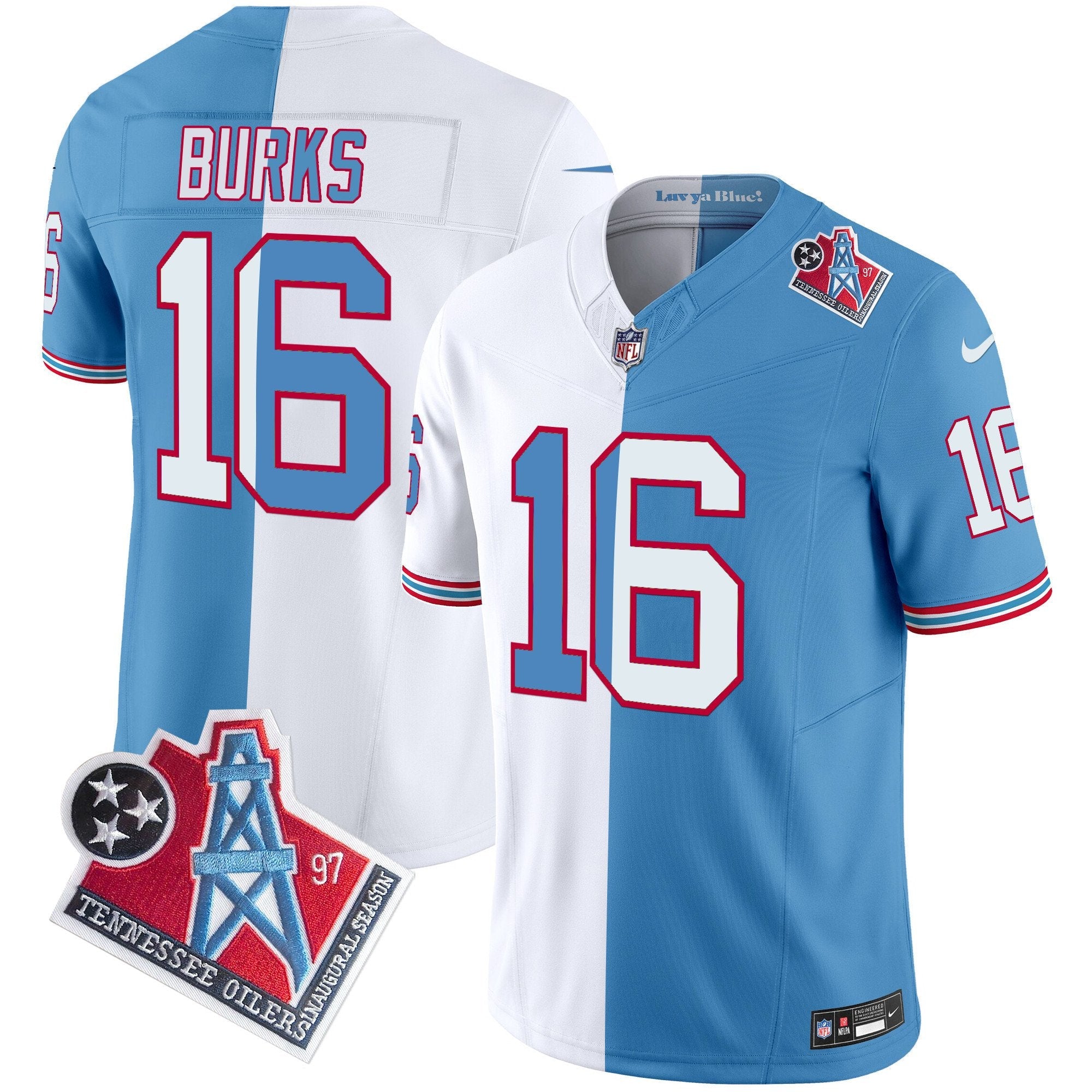 Titans 1997 Throwback Vapor Limited Jersey – All Stitched – Split – Treylon Burks Jersey