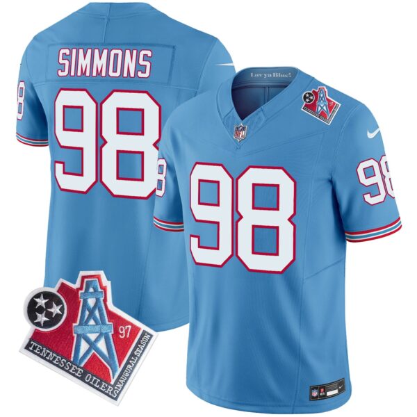 Titans 1997 Throwback Vapor Limited Jersey – All Stitched – Light Blue – Jeffery Simmons Jersey