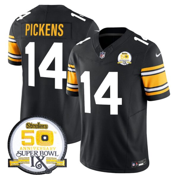 Steelers 50th Anniversary Of Super Bowl IX Patch Vapor Limited Jersey – All Stitched – 1975 Throwback – George Pickens Jersey