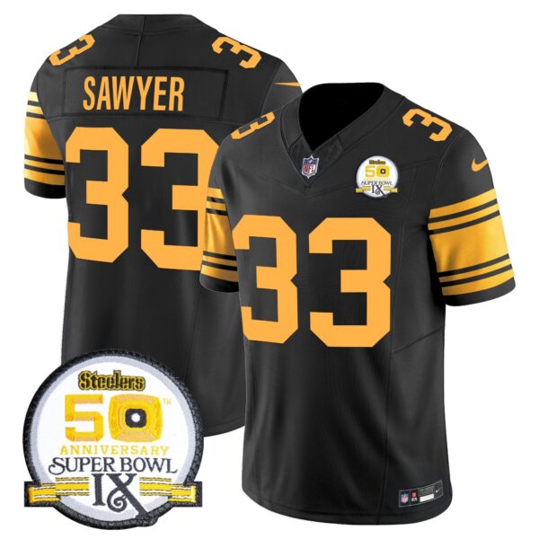Steelers 50th Anniversary Of Super Bowl IX Patch Vapor Limited Jersey – All Stitched – Color Rush – Jack Sawyer Jersey