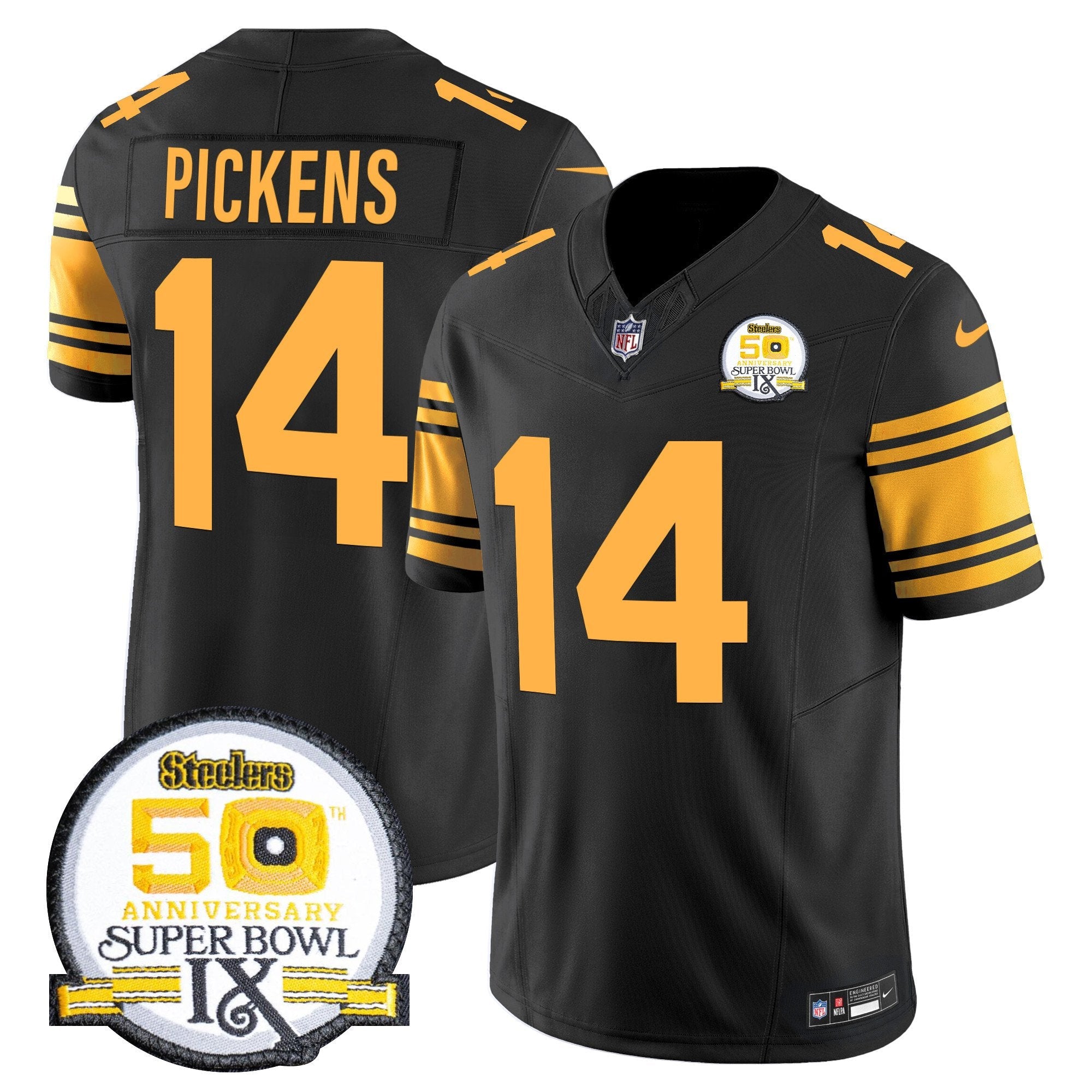 Steelers 50th Anniversary Of Super Bowl IX Patch Vapor Limited Jersey – All Stitched – Color Rush – George Pickens Jersey