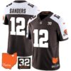 Browns #32 Jim Brown Memorial & Home Patch Vapor Limited Jersey – All Stitched – Alternate – Shedeur Sanders Jersey