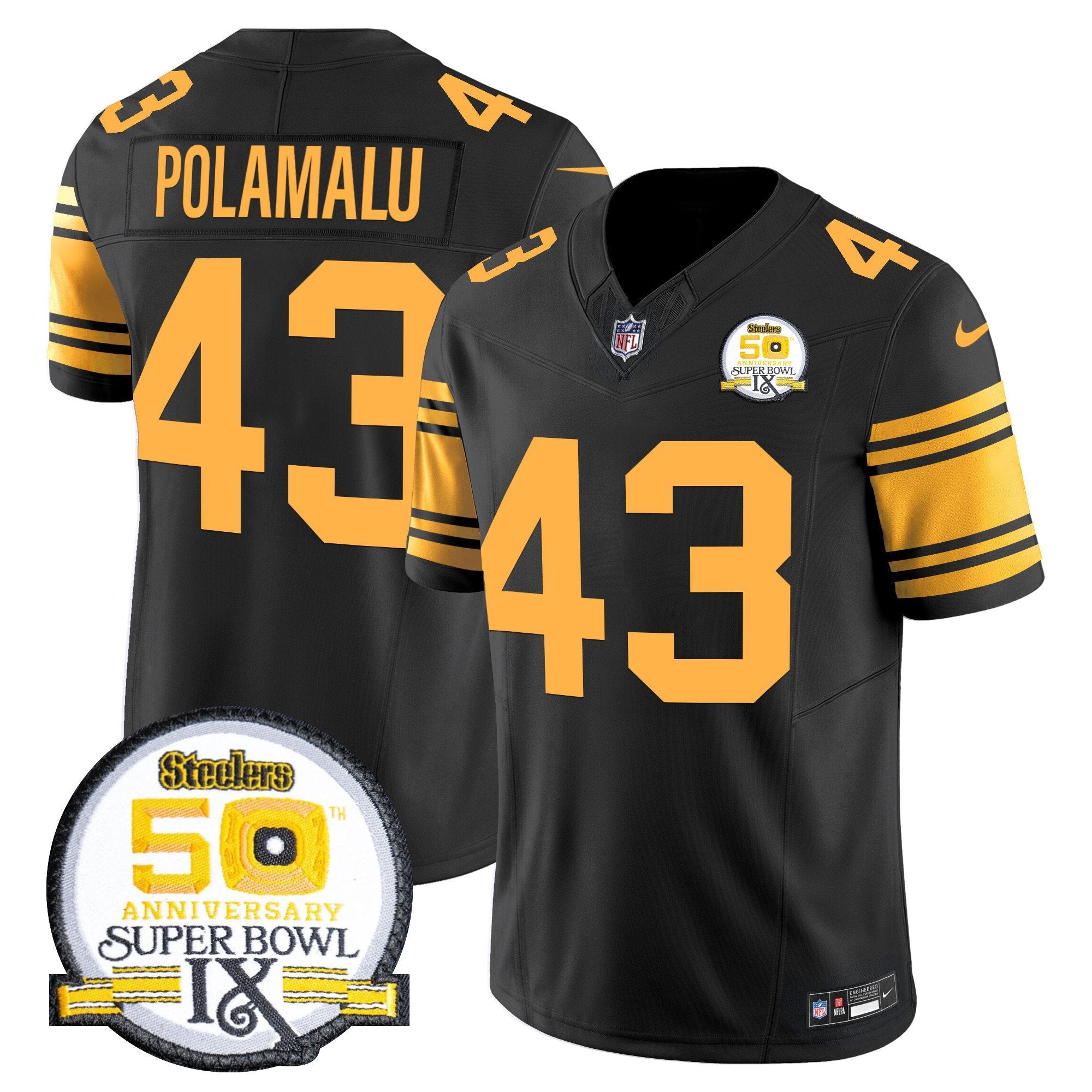 Steelers 50th Anniversary Of Super Bowl IX Patch Vapor Limited Jersey – All Stitched – Color Rush – Troy Polamalu Jersey