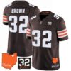 Browns #32 Jim Brown Memorial & Home Patch Vapor Limited Jersey – All Stitched – Brown – Jim Brown Jersey