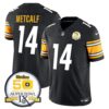 Steelers 50th Anniversary Of Super Bowl IX Patch Vapor Limited Jersey – All Stitched – Black – DK Metcalf Jersey