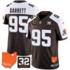 Browns #32 Jim Brown Memorial & Home Patch Vapor Limited Jersey – All Stitched – Alternate – Myles Garrett Jersey