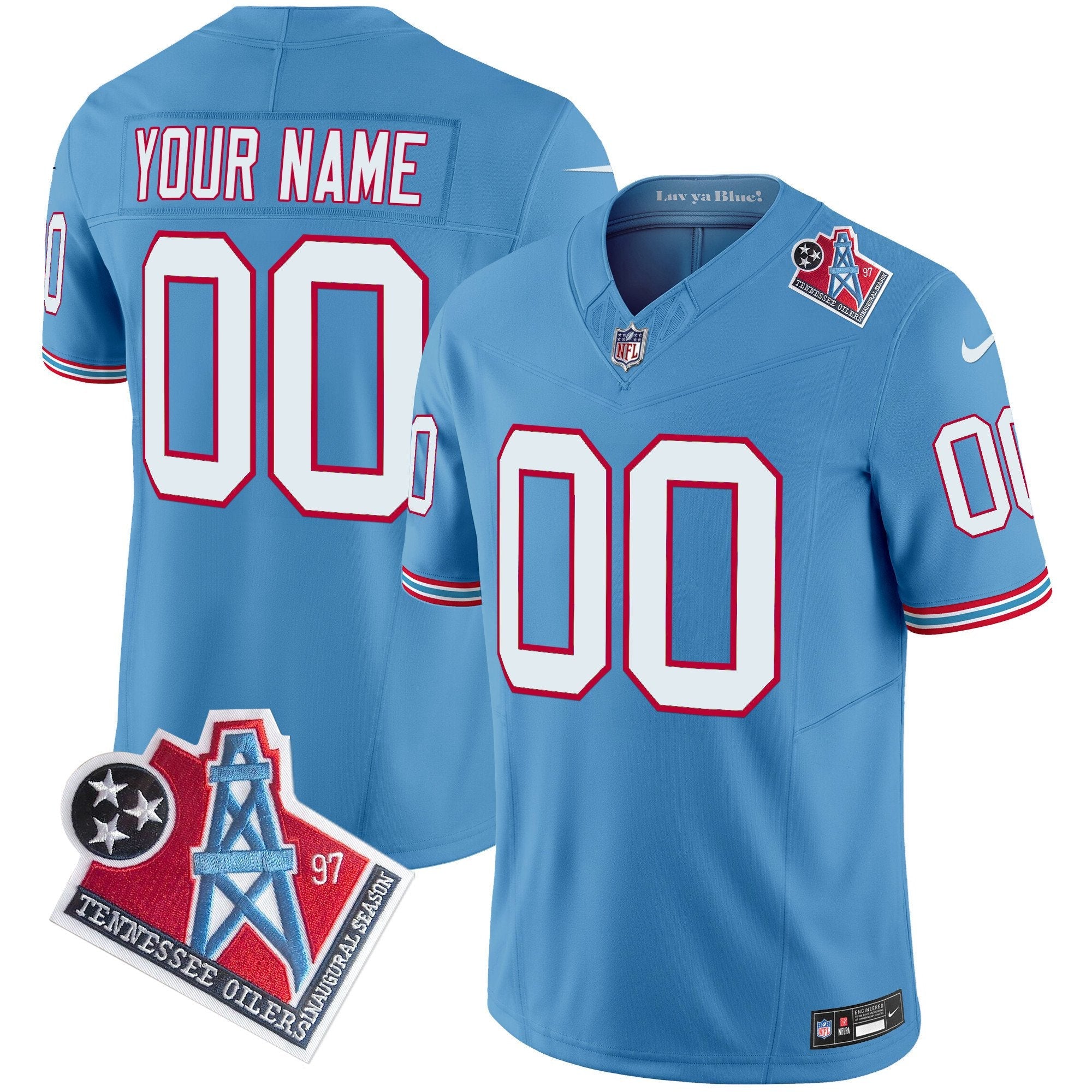 Titans 1997 Throwback Vapor Limited Custom Jersey – All Stitched – Light Blue Jersey