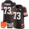 Browns #32 Jim Brown Memorial & Home Patch Vapor Limited Jersey – All Stitched – Brown – Joe Thomas Jersey