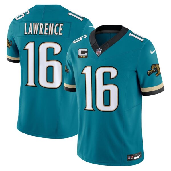 Jacksonville Jaguars Throwback Vapor Limited Jersey – All Stitched – Teal – Trevor Lawrence Jersey