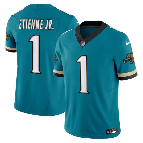 Jacksonville Jaguars Throwback Vapor Limited Jersey – All Stitched – Teal – Travis Etienne Jr. Jersey