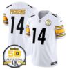 Steelers 50th Anniversary Of Super Bowl IX Patch Vapor Limited Jersey – All Stitched – White – George Pickens Jersey