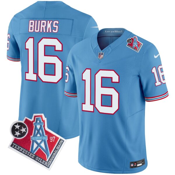 Titans 1997 Throwback Vapor Limited Jersey – All Stitched – Light Blue – Treylon Burks Jersey