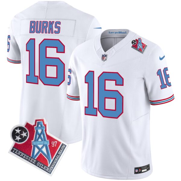 Titans 1997 Throwback Vapor Limited Jersey – All Stitched – White – Treylon Burks Jersey