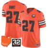 Browns #32 Jim Brown Memorial & Home Patch Vapor Limited Jersey – All Stitched – Orange – Kareem Hunt Jersey