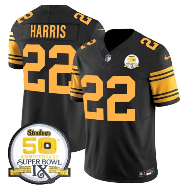 Steelers 50th Anniversary Of Super Bowl IX Patch Vapor Limited Jersey – All Stitched – Color Rush – Najee Harris Jersey