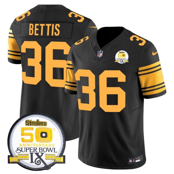 Steelers 50th Anniversary Of Super Bowl IX Patch Vapor Limited Jersey – All Stitched – Color Rush – Jerome Bettis Jersey
