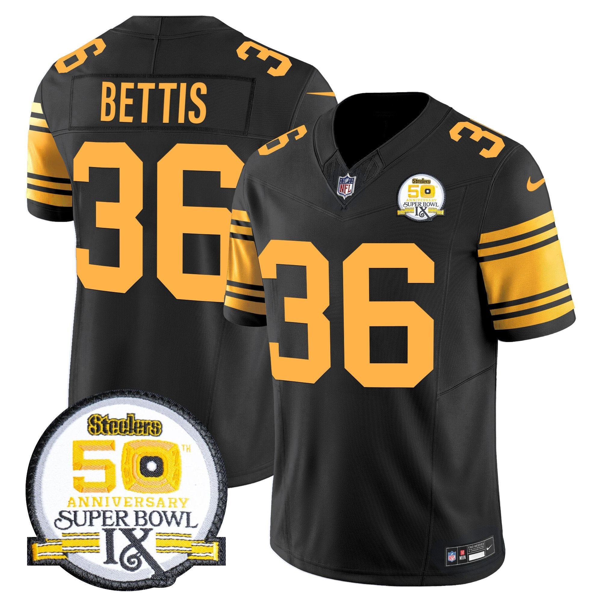 Steelers 50th Anniversary Of Super Bowl IX Patch Vapor Limited Jersey – All Stitched – Color Rush – Jerome Bettis Jersey