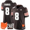 Browns #32 Jim Brown Memorial & Home Patch Vapor Limited Jersey – All Stitched – Brown – Dillon Gabriel Jersey