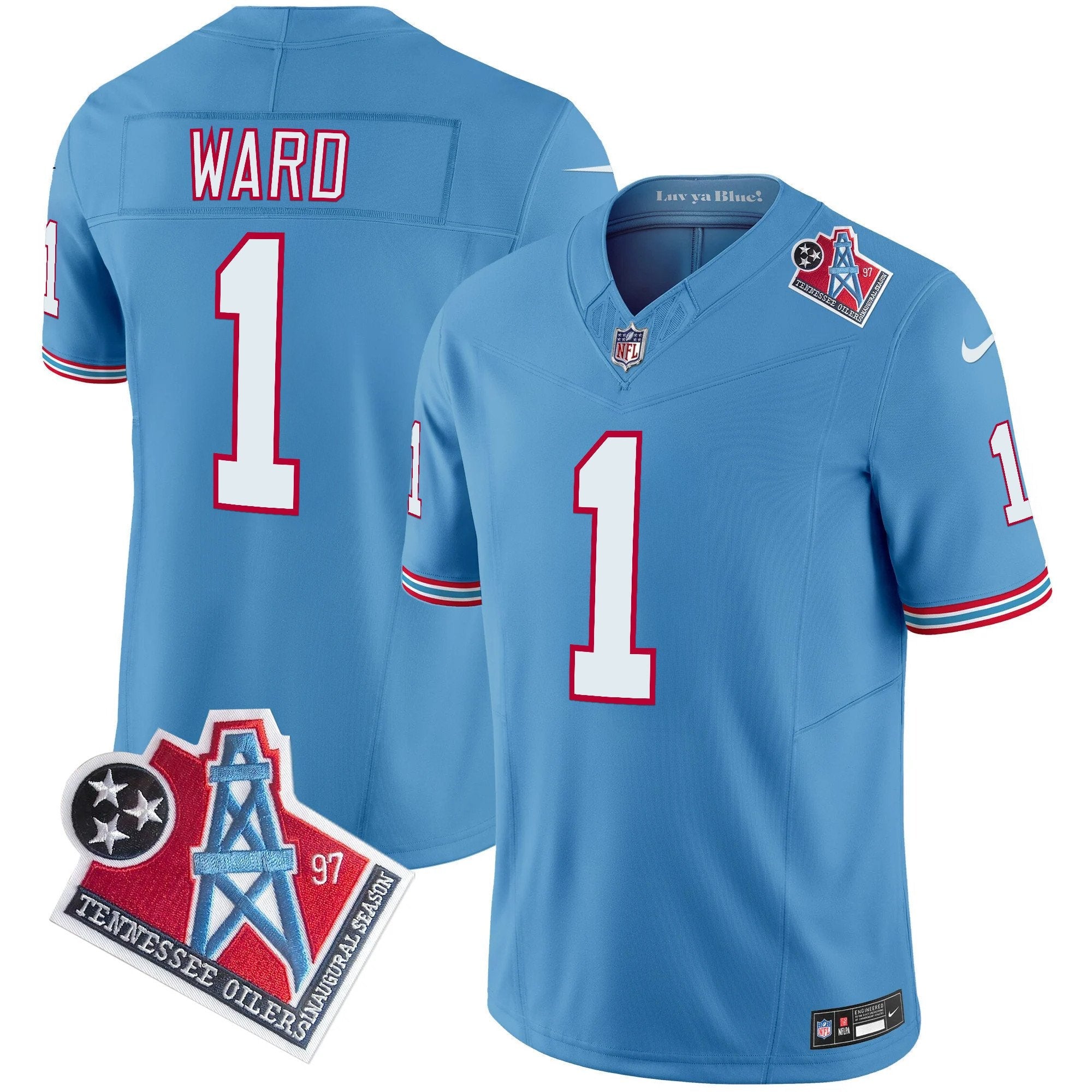 Titans 1997 Throwback Vapor Limited Jersey – All Stitched – Light Blue – Cam Ward Jersey