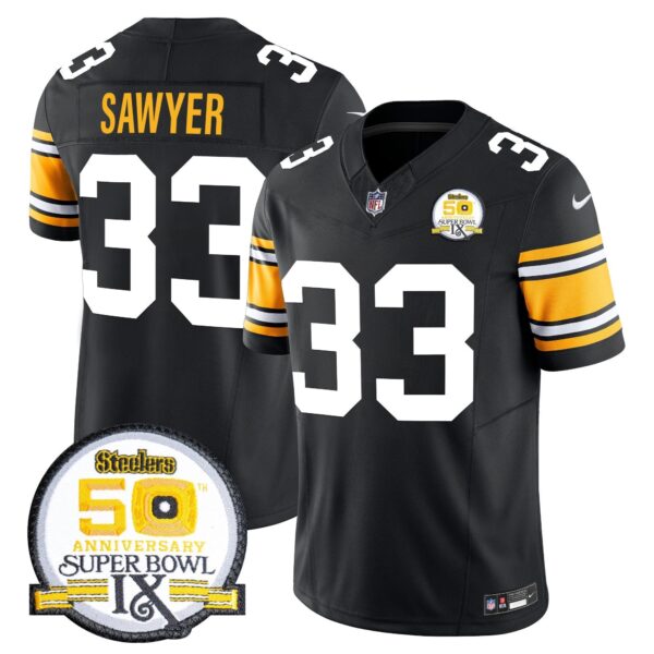 Steelers 50th Anniversary Of Super Bowl IX Patch Vapor Limited Jersey – All Stitched – 1975 Throwback – Jack Sawyer Jersey