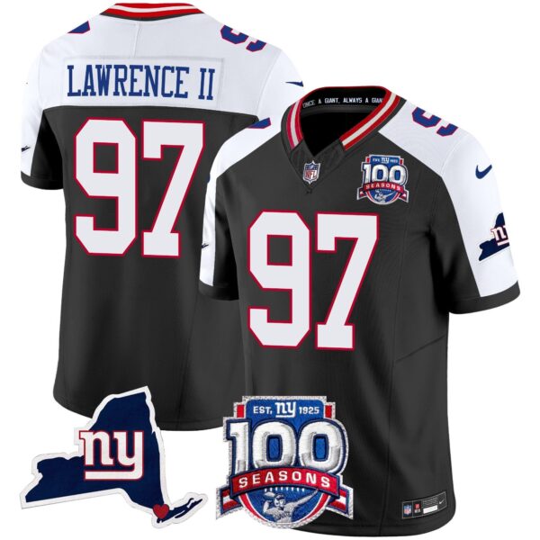 New York Giants 100th Season & State Patch Vapor Limited Jersey – All Stitched – Black Alternate – Dexter Lawrence II Jersey