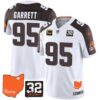 Browns #32 Jim Brown Memorial & Home Patch Vapor Limited Jersey – All Stitched – Inverted – Myles Garrett Jersey