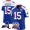 New York Giants 100th Season & State Patch Vapor Limited Jersey – All Stitched – Royal Alternate – Tommy DeVito Jersey
