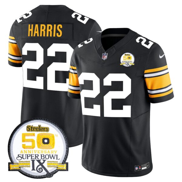Steelers 50th Anniversary Of Super Bowl IX Patch Vapor Limited Jersey – All Stitched – 1975 Throwback – Najee Harris Jersey