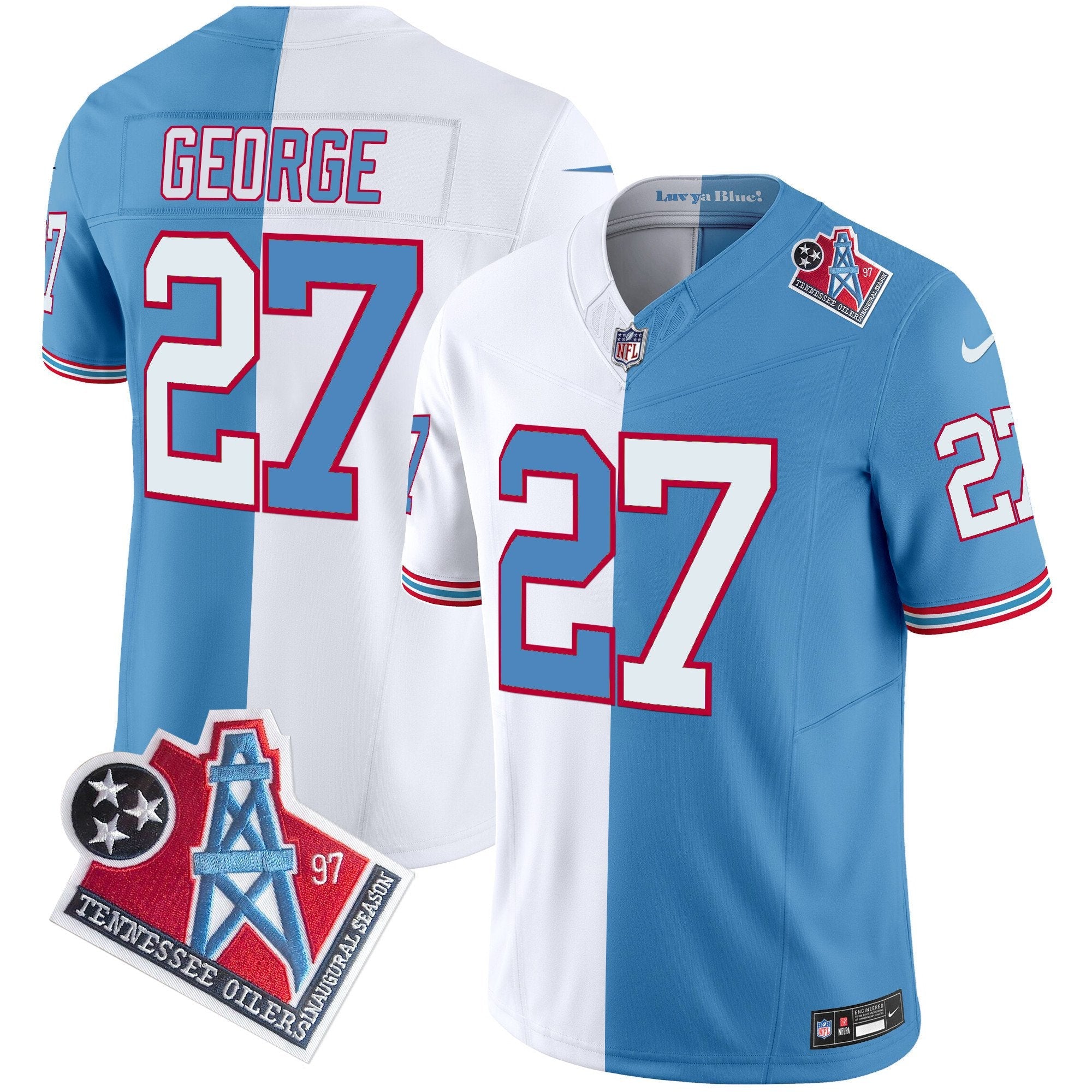 Titans 1997 Throwback Vapor Limited Jersey – All Stitched – Split – Eddie George Jersey