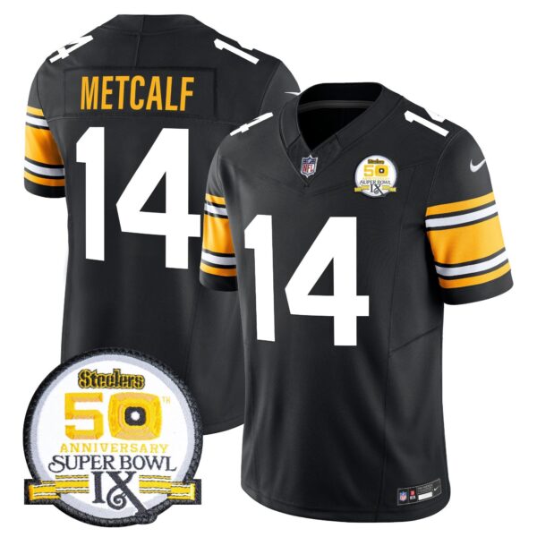Steelers 50th Anniversary Of Super Bowl IX Patch Vapor Limited Jersey – All Stitched – 1975 Throwback – DK Metcalf Jersey