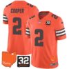 Browns #32 Jim Brown Memorial & Home Patch Vapor Limited Jersey – All Stitched – Orange – Amari Cooper Jersey