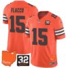 Browns #32 Jim Brown Memorial & Home Patch Vapor Limited Jersey – All Stitched – Orange – Joe Flacco Jersey