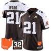 Browns #32 Jim Brown Memorial & Home Patch Vapor Limited Jersey – All Stitched – Alternate – Denzel Ward Jersey