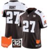 Browns #32 Jim Brown Memorial & Home Patch Vapor Limited Jersey – All Stitched – Alternate – Kareem Hunt Jersey
