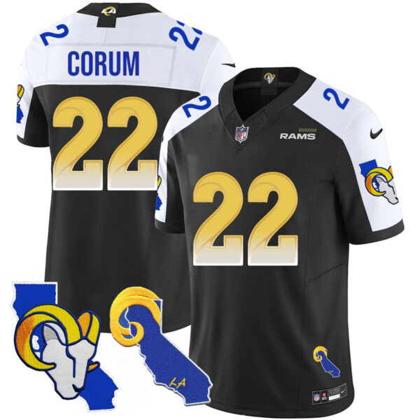 Los Angeles Rams 2025 Vapor Limited Jersey – All Stitched – Black Alternate – Blake Corum Jersey