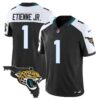 Jacksonville Jaguars Florida Patch Vapor Jersey – All Stitched – Black Alternate – Travis Etienne Jr. Jersey