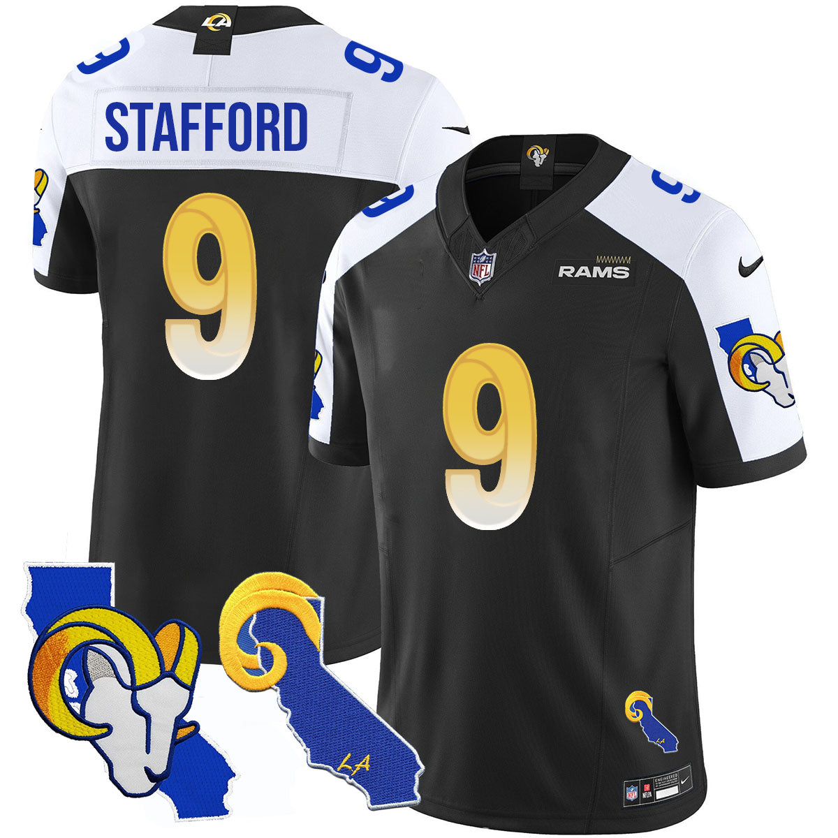 Los Angeles Rams 2025 Vapor Limited Jersey – All Stitched – Black Alternate – Matthew Stafford Jersey