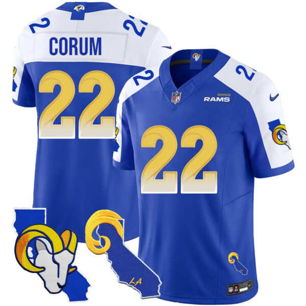 Los Angeles Rams 2025 Vapor Limited Jersey – All Stitched – Royal Alternate – Blake Corum Jersey