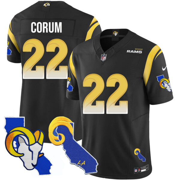 Los Angeles Rams 2025 Vapor Limited Jersey – All Stitched – Black – Blake Corum Jersey