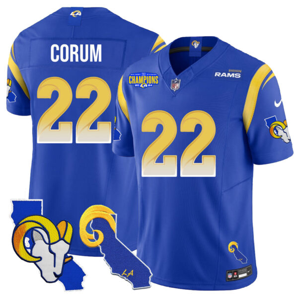 Los Angeles Rams 2025 Vapor Limited Jersey – All Stitched – Royal – Blake Corum Jersey