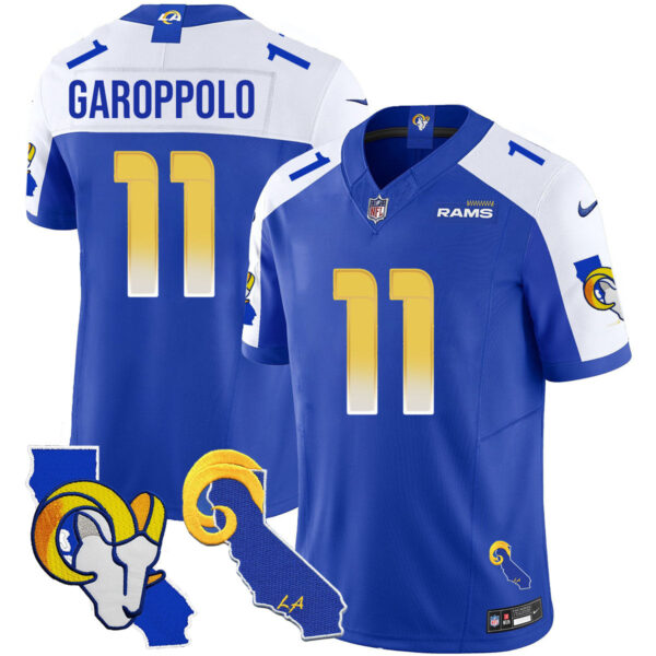 Los Angeles Rams 2025 Vapor Limited Jersey – All Stitched – Royal Alternate – Jimmy Garoppolo Jersey