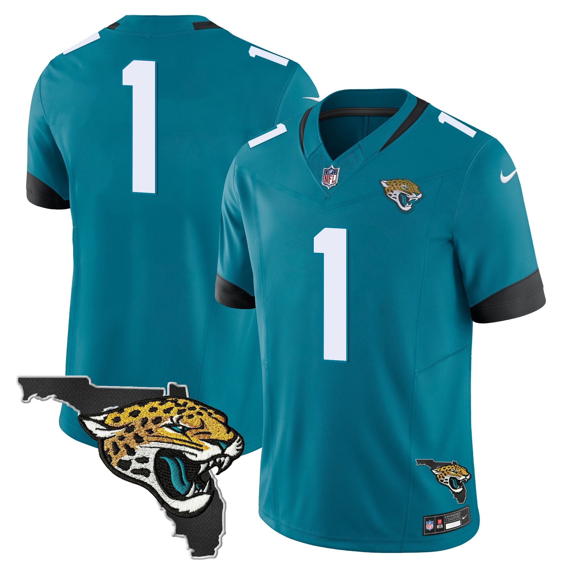 Jacksonville Jaguars Florida Patch Vapor Jersey – All Stitched – Teal – #1 Team Jersey