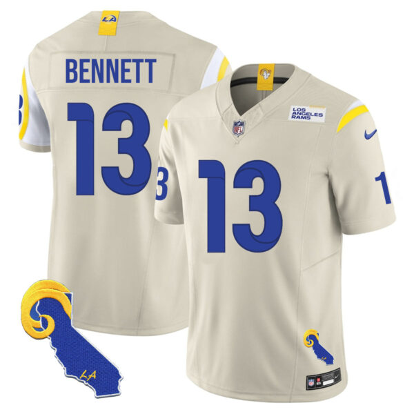 Los Angeles Rams 2025 Vapor Limited Jersey – All Stitched – Bone – Stetson Bennett Jersey
