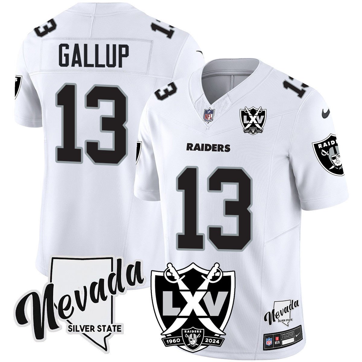 Raiders 2025 Vapor Limited Jersey – 65th Anniversary – All Stitched – White Limited – Michael Gallup Jersey