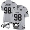 Raiders 2025 Vapor Limited Jersey – 65th Anniversary – All Stitched – Silver – Maxx Crosby Jersey