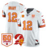 Tampa Bay Buccaneers Creamsicle Throwback Jersey – 50th Season Patch – All Stitched – Tom Brady – Creamsicle White Jersey