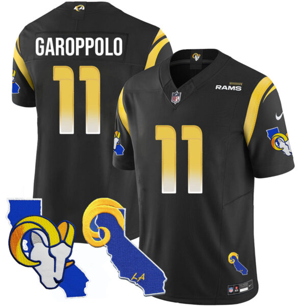 Los Angeles Rams 2025 Vapor Limited Jersey – All Stitched – Black – Jimmy Garoppolo Jersey