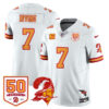 Tampa Bay Buccaneers Creamsicle Throwback Jersey – 50th Season Patch – All Stitched – Bucky Irving – Creamsicle White Jersey