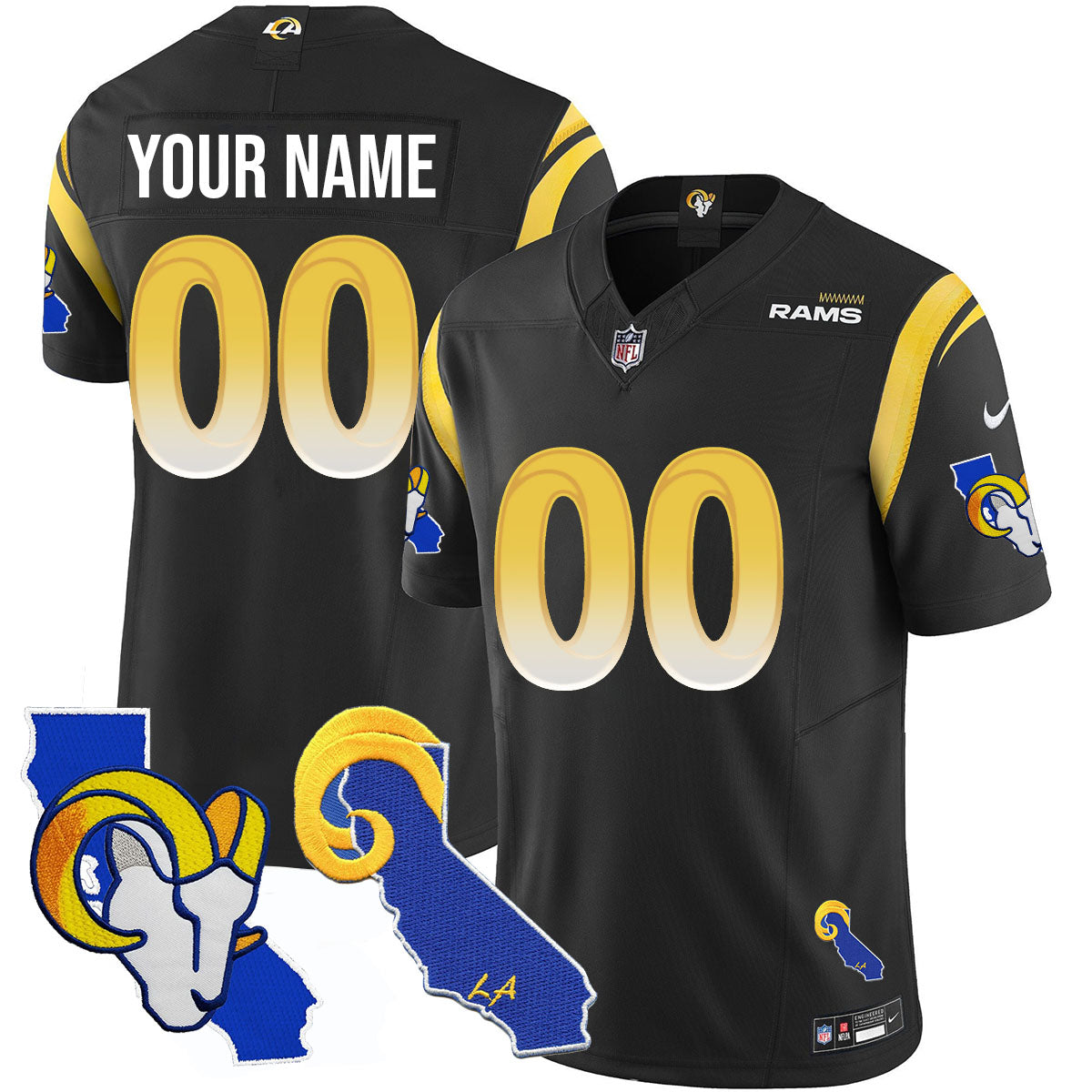 Los Angeles Rams 2025 Vapor Limited Custom Jersey – All Stitched – Black Jersey