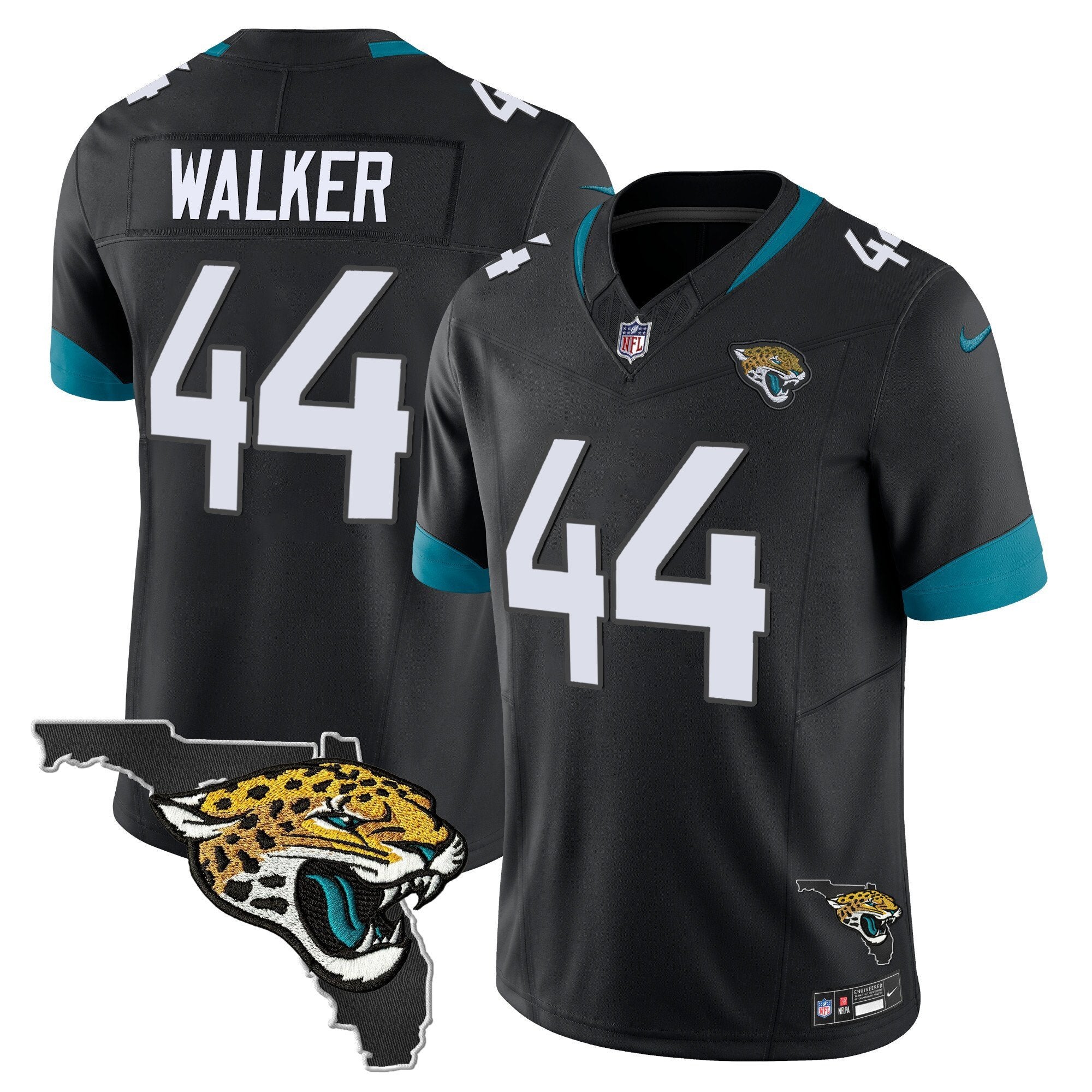 Jacksonville Jaguars Florida Patch Vapor Jersey – All Stitched – Black – Travon Walker Jersey